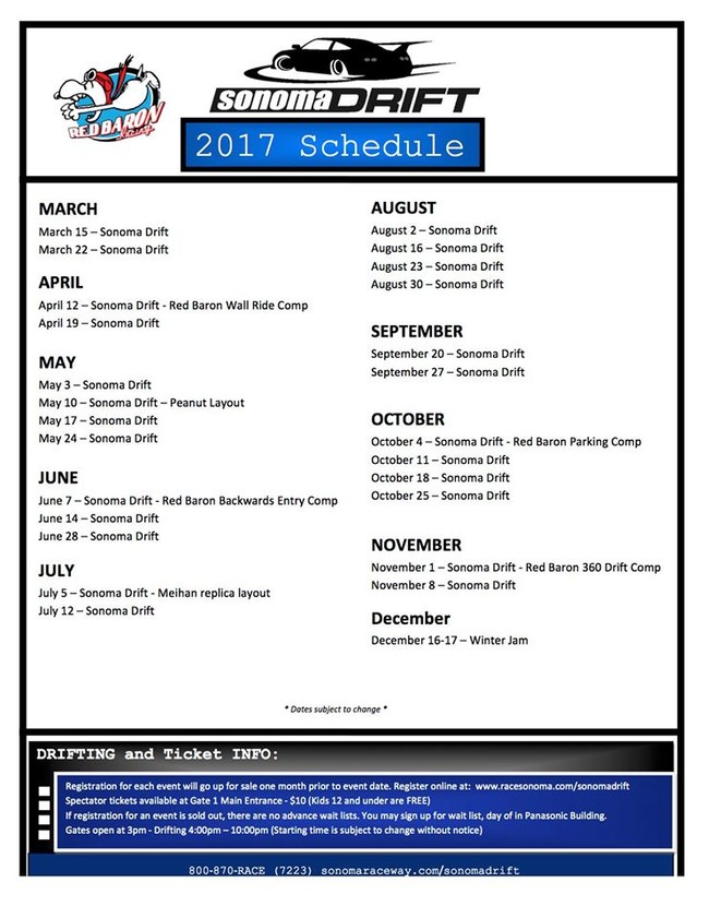sonoma season schedule 2017